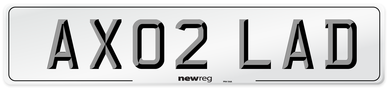 AX02 LAD Number Plate from New Reg
